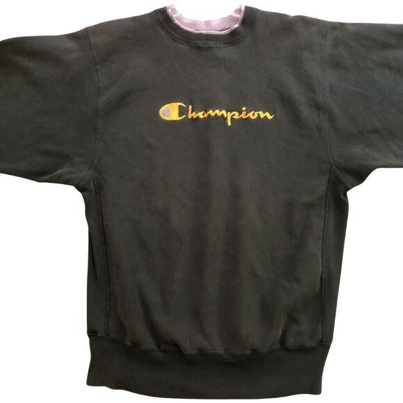 VTG Champion Reverse Weave Sweatshirt Mens Sz XL Crewneck Green Gold Embroidered - Picture 8 of 12